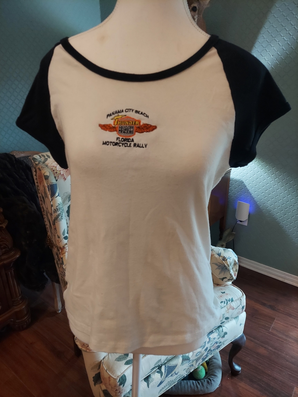 Augusta Sportswear White Tee with Black Raglan Sleeves